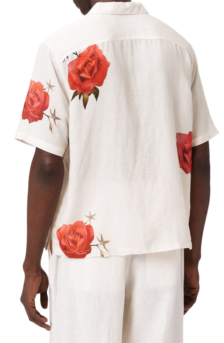 AllSaints Fazed Floral Button-Up Camp Shirt, Alternate, color, Ecru