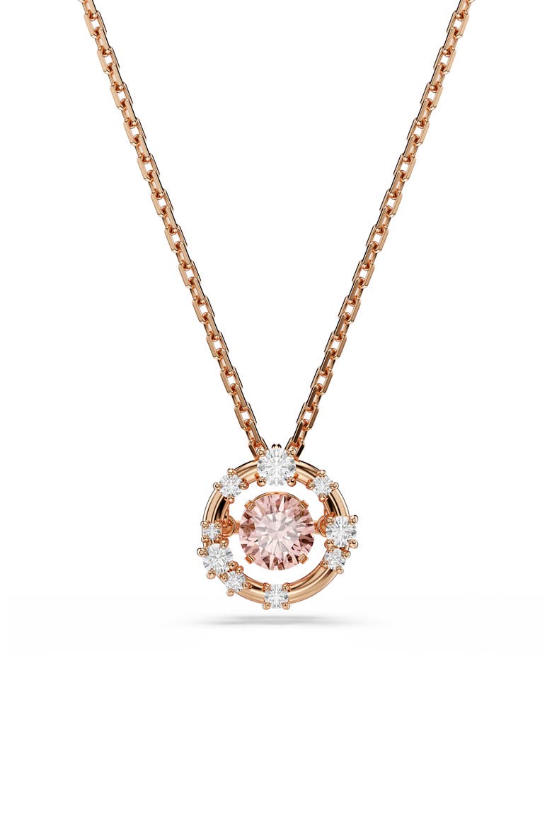 Constella Crystal Pendant Necklace, Main, color, ROSE GOLD