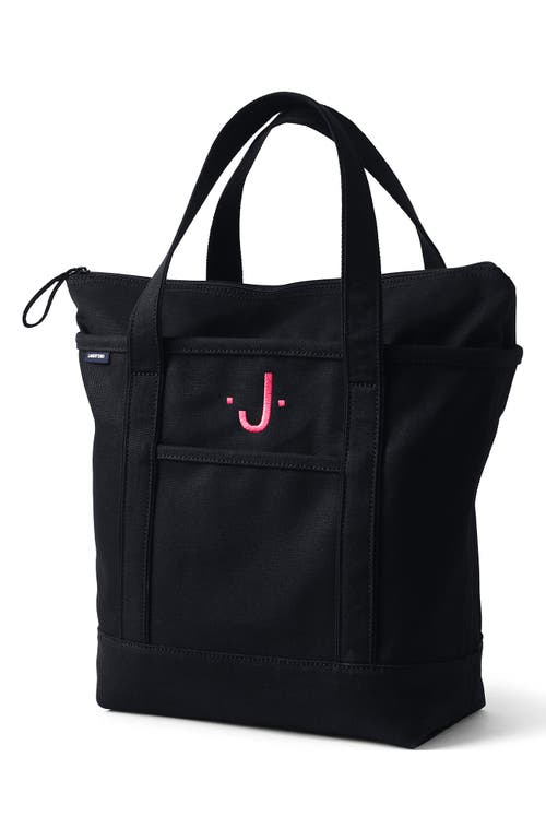 Lands' End Zip Top Canvas Tote Bag In Black