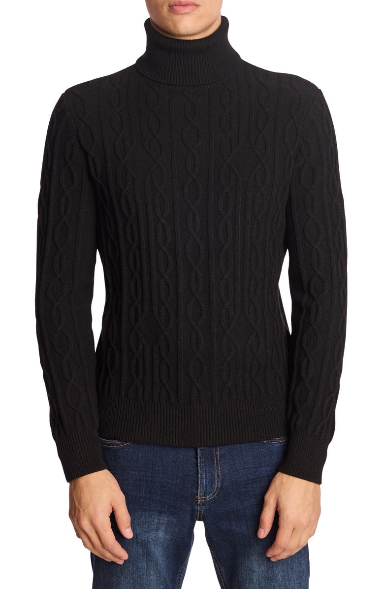 PAISLEY & GRAY Cable Stitch Turtleneck Sweater, Main, color, Nightfall