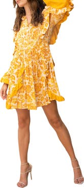 BAROK PARIS Floral Ruffle Long Sleeve Dress