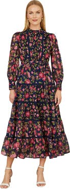 Yumi Blossom Print Lace Trim Maxi Dress