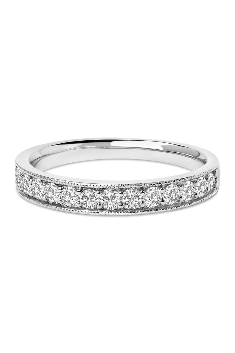 14K Gold 1/2 Cttw Round Diamond Milgrain Wedding Band, Main, color, White