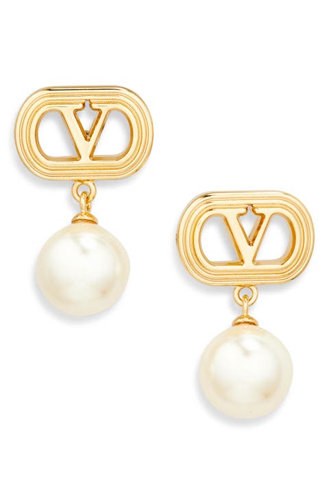 Ovalette VLOGO Swarovski® Faux Pearl Drop Earrings
