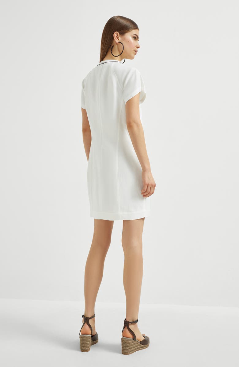 Brunello Cucinelli Twill mini dress with monili, Alternate, color, 