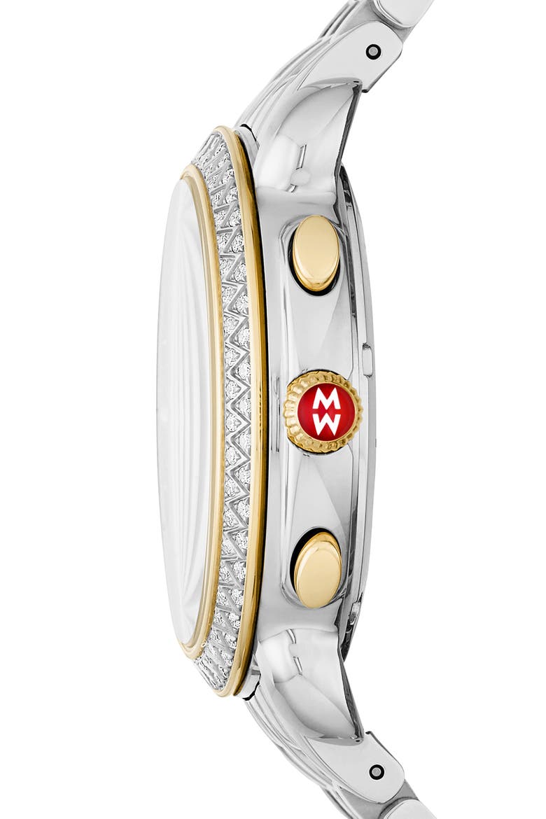 Sidney Chronograph Diamond Watch Head & Bracelet, 38mm, Alternate, color, GOLD/ SILVER/ MOP