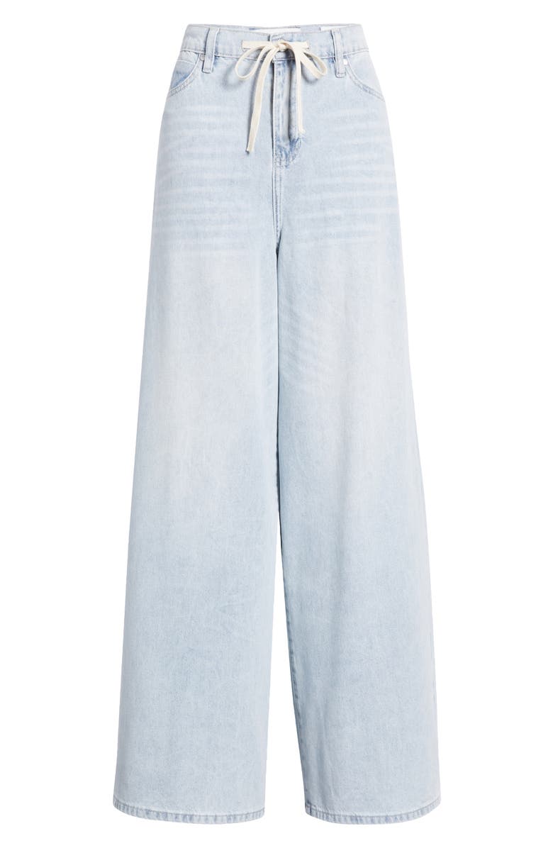 PTCL Lyla Tie High Waist Waist Fray Hem Wide Leg Jeans, Alternate, color, Light Indigo