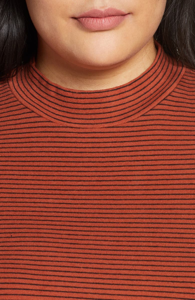 BP. Stripe Ribbed Long Sleeve Minidress, Alternate, color, 