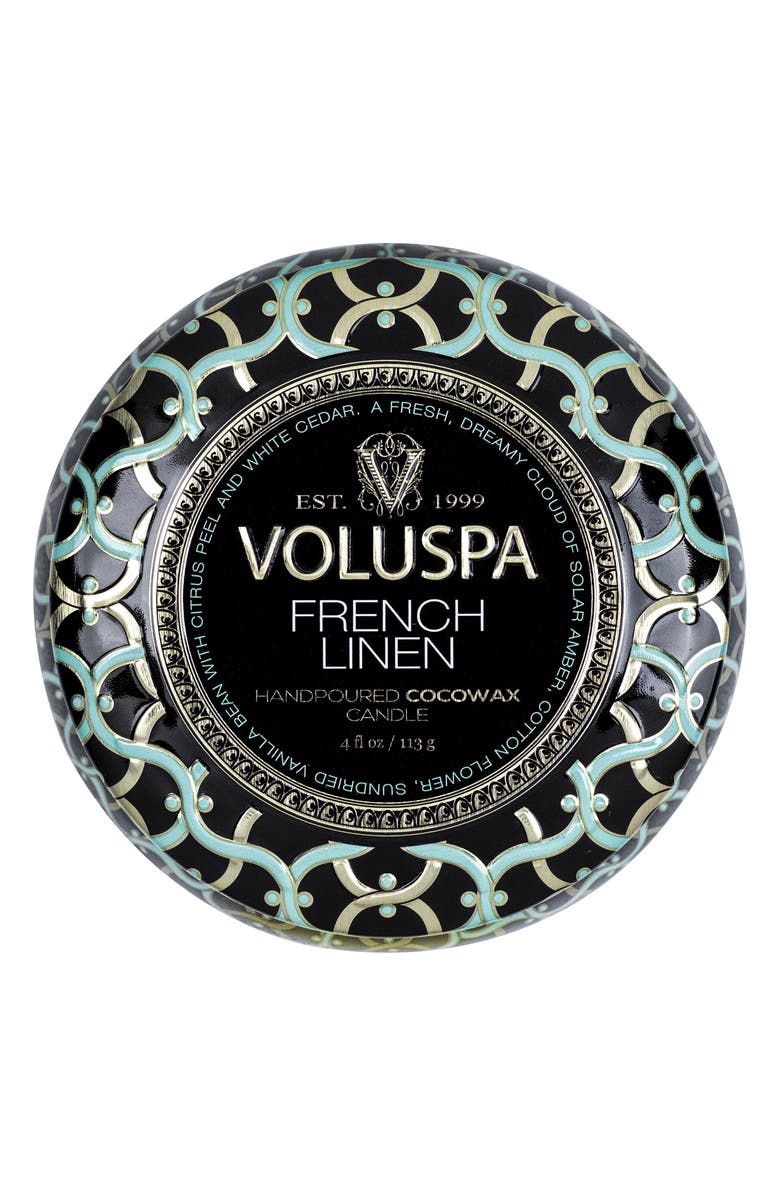 Voluspa French Linen Mini Tin Candle, Alternate, color, French Linen