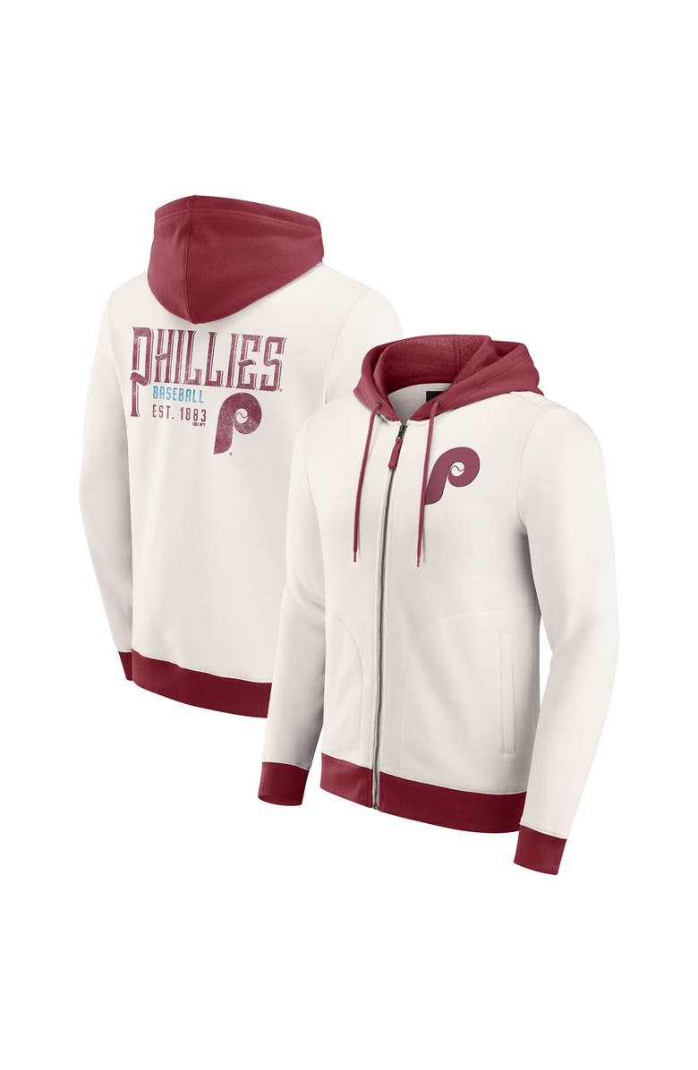 Darius Rucker Collection by Fanatics Men's Darius Rucker Collection by Fanatics Cream Philadelphia Phillies Polar Fleece Full-Zip Hoodie, Main, color, Cream