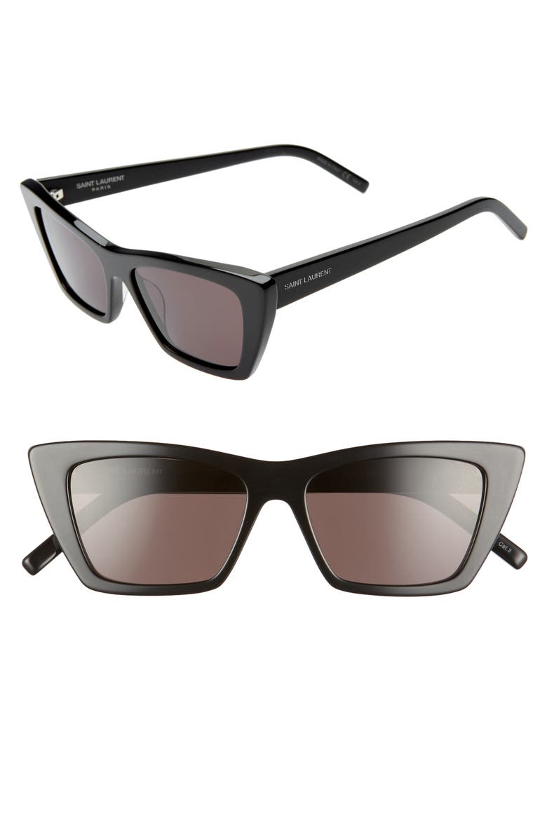 53mm Cat Eye Sunglasses, Alternate, color, SHINY BLACK/ GREY SOLID