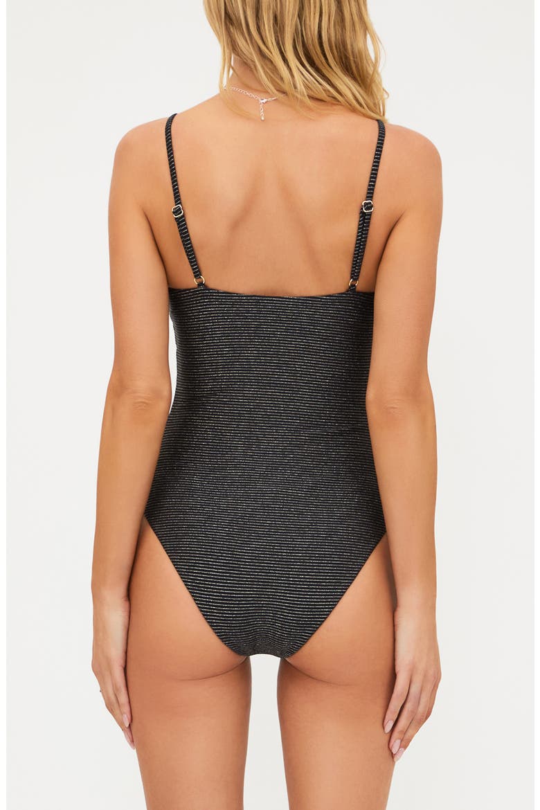 Calista Metallic Stripe One-Piece Swimsuit, Alternate, color, MIDNIGHT SHINE