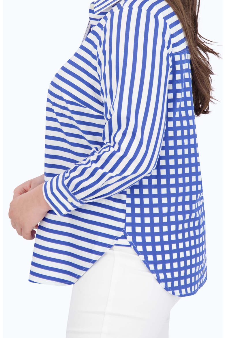 Mixed Stripe Cotton Sateen Button-Up Shirt, Alternate, color, BLUE/WHITE