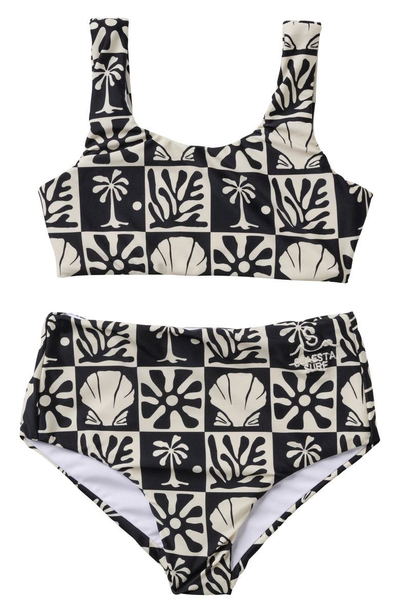 SEAESTA SURF Kids' Beach Check Two-Piece Swimsuit, Main, color, Charcoal