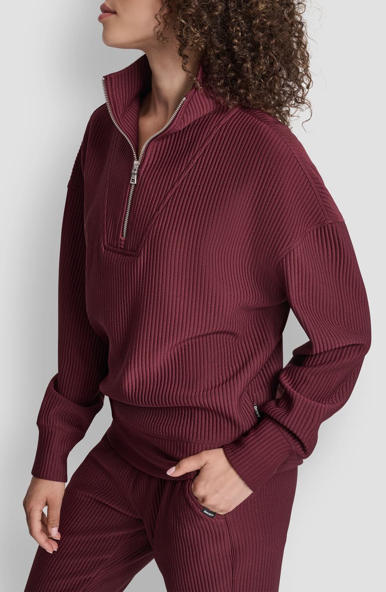 DKNY Tech Ottoman Half Zip Sweatshirt, Alternate, color, Syrah