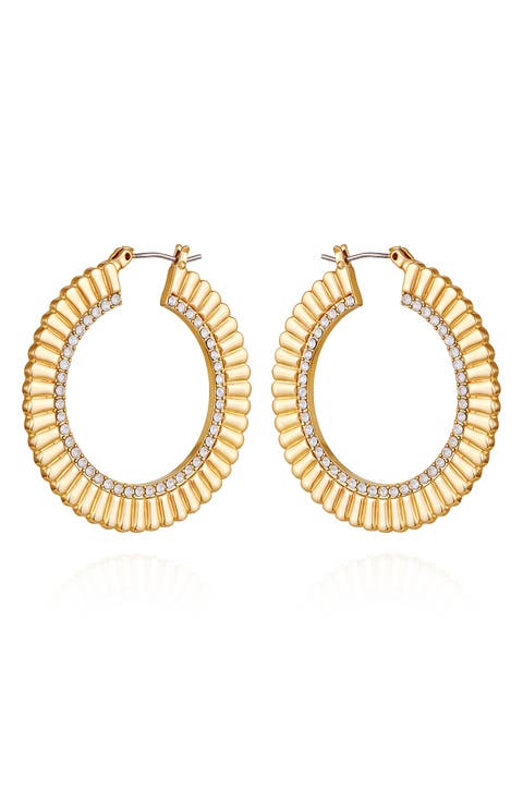 Crystal Textured Hoop Earrings
