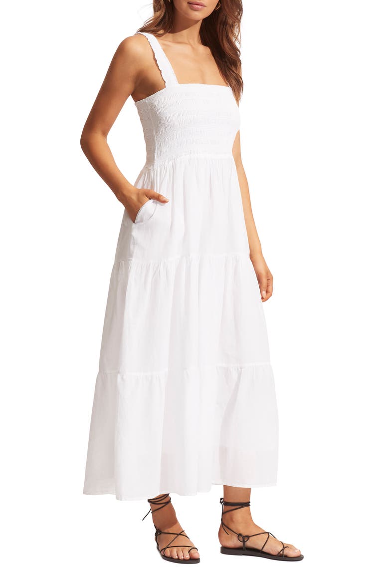 Faithful Cover-Up Midi Sundress, Alternate, color, WHITE