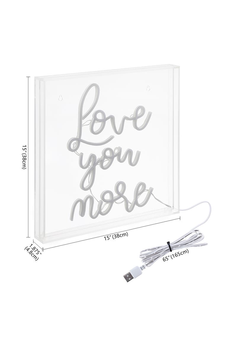 Love Square Contemporary Glam Acrylic Box USB Operated LED Neon Light, Main, color, White