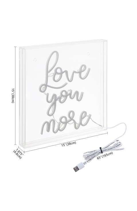 Love Square Contemporary Glam Acrylic Box USB Operated LED Neon Light