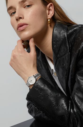 G-Timeless Mother-of-Pearl & Diamond Bracelet Watch, 29mm