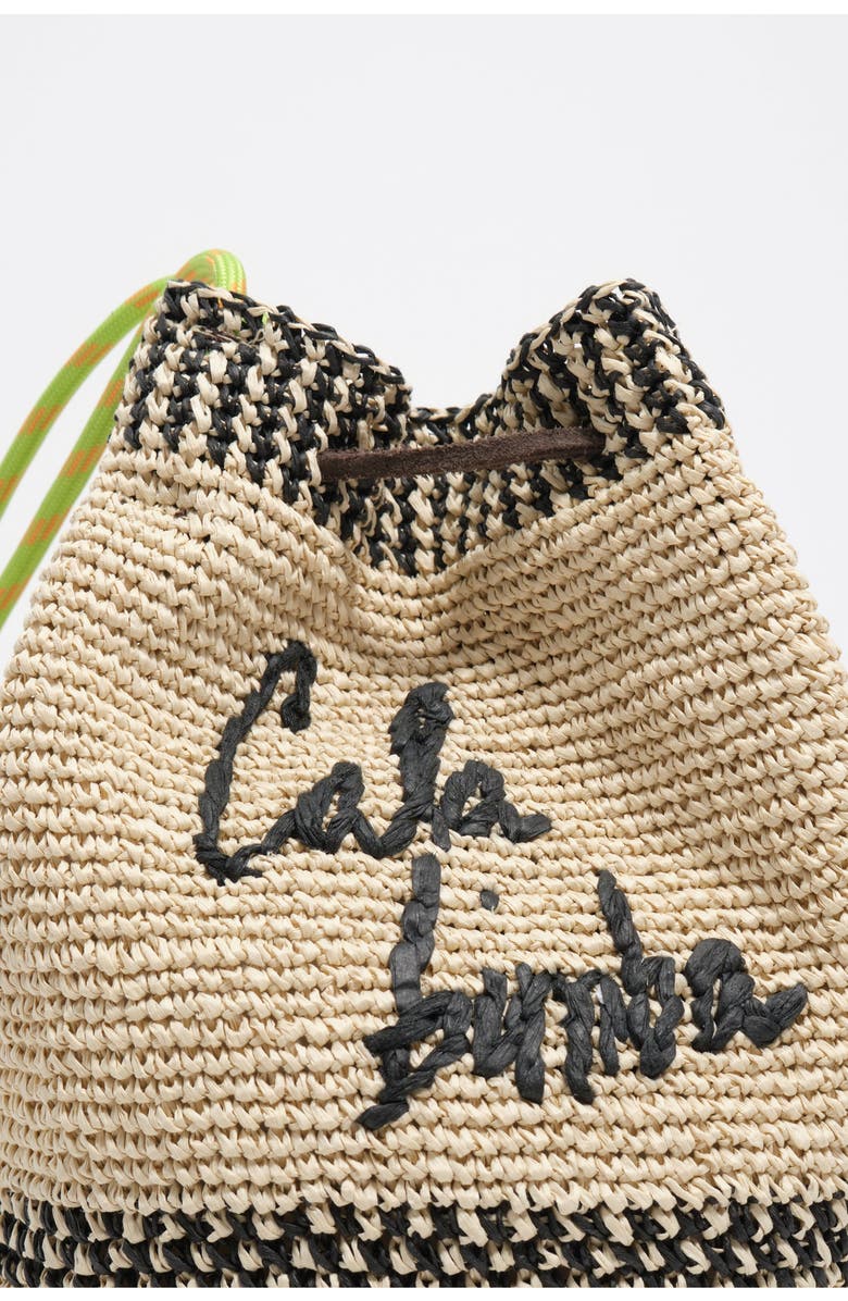 Bimba y Lola Medium Raffia Bucket Bag, Alternate, color, Natural