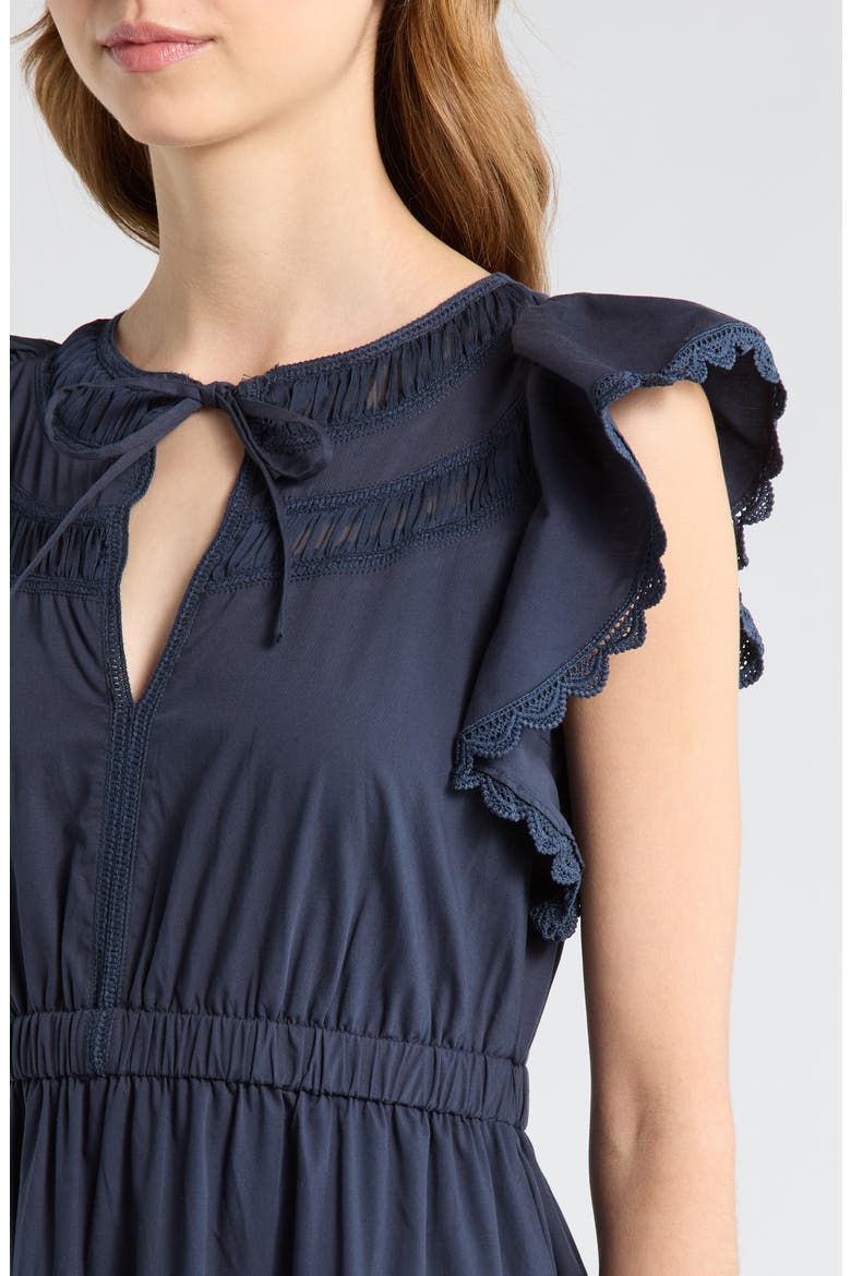 Flutter Sleeve Midi Dress, Alternate, color, NAVY