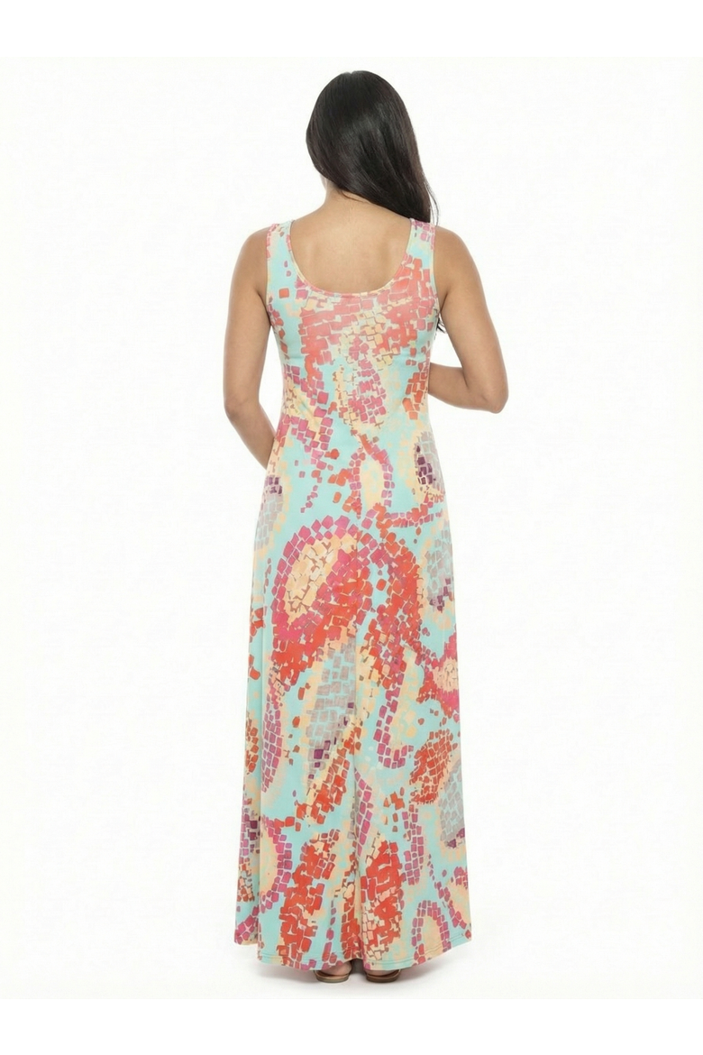 Maternity Abstract Scoop Neck Sleeveless A-Line Maxi Dress, Alternate, color, Blue Multi
