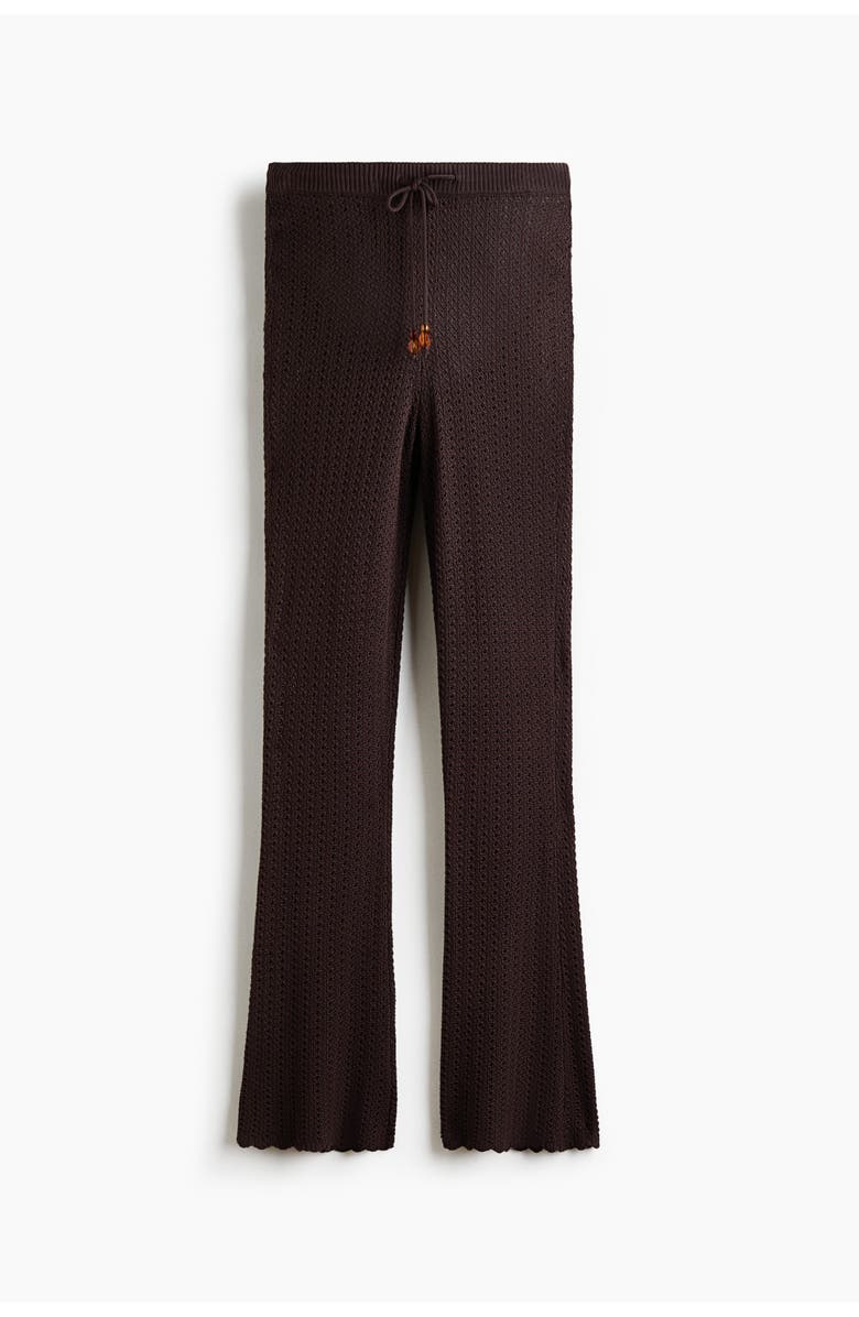 H&M Flared Crochet-look Trousers, Main, color, Dark Brown