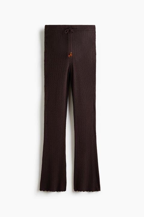 Flared Crochet-look Trousers