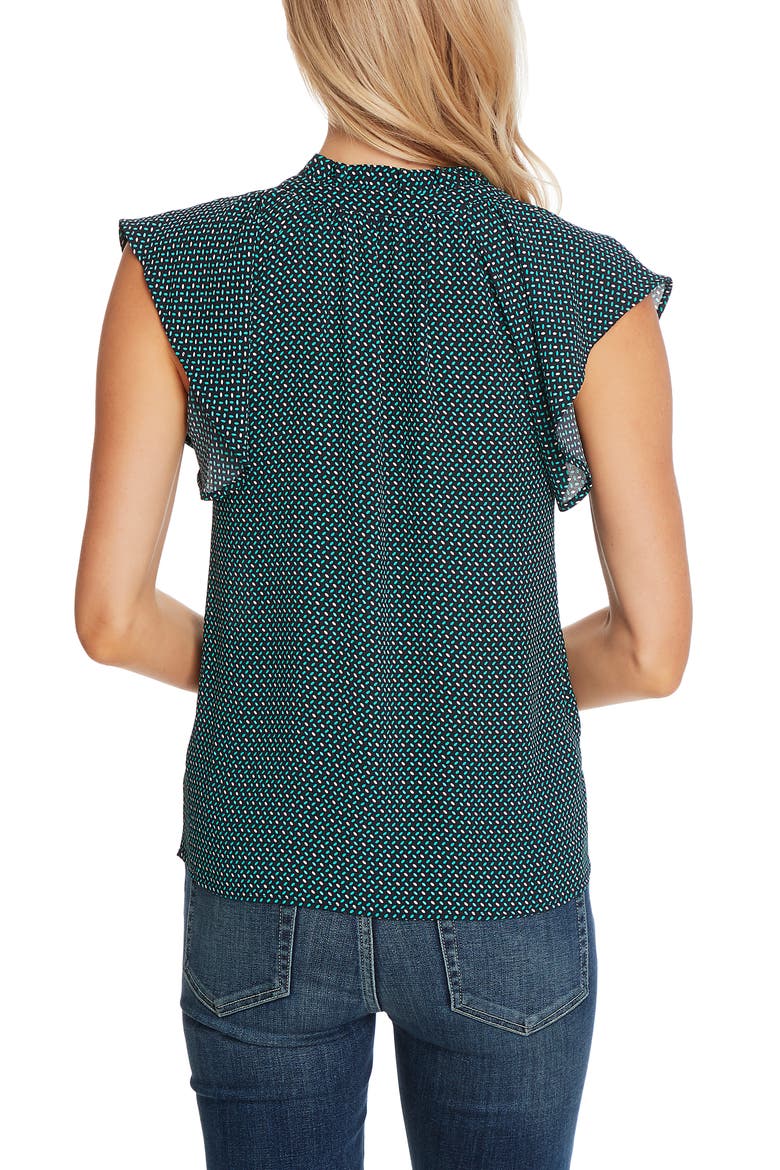 Geo Print Flutter Sleeve Blouse, Alternate, color, NIGHT SHADE
