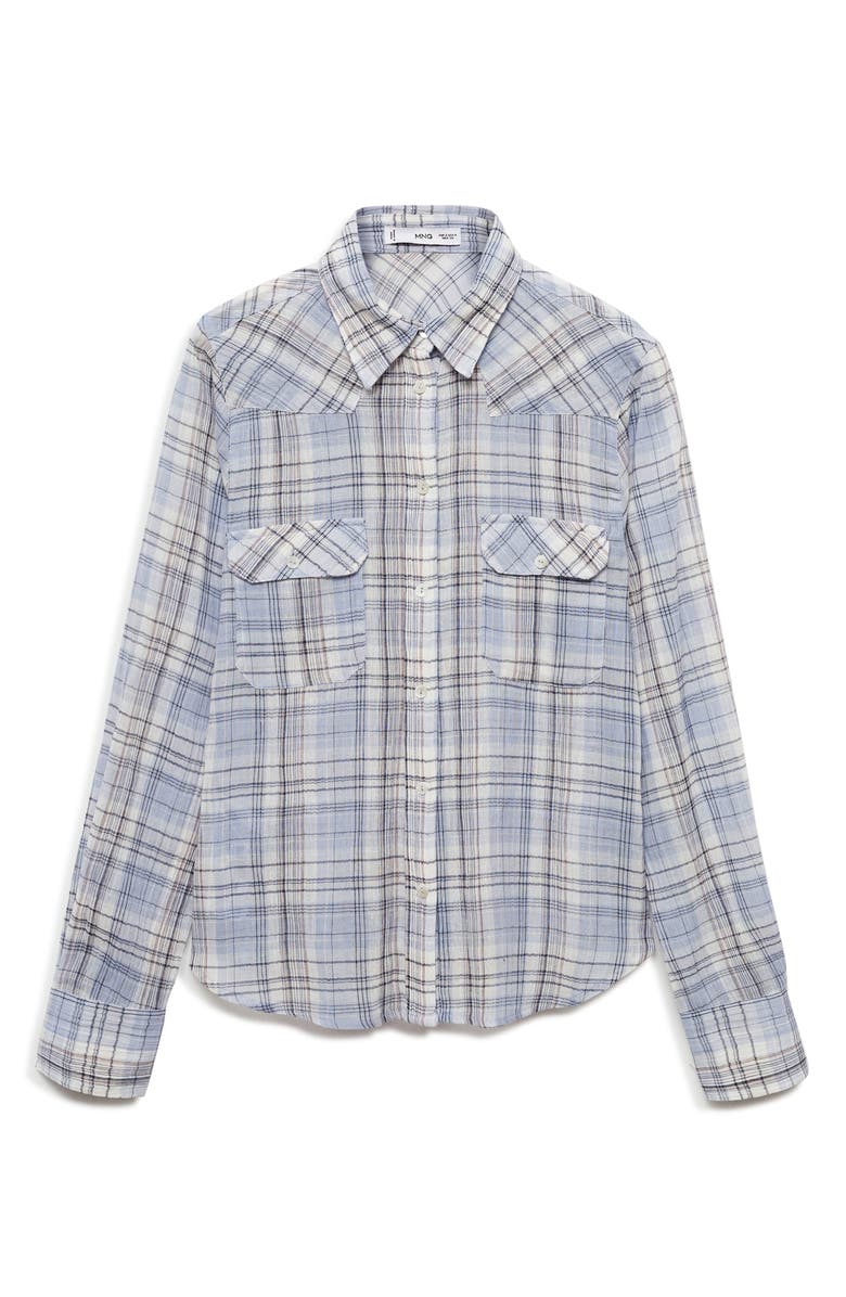 MANGO Plaid Gauzy Button-Up Shirt, Alternate, color,