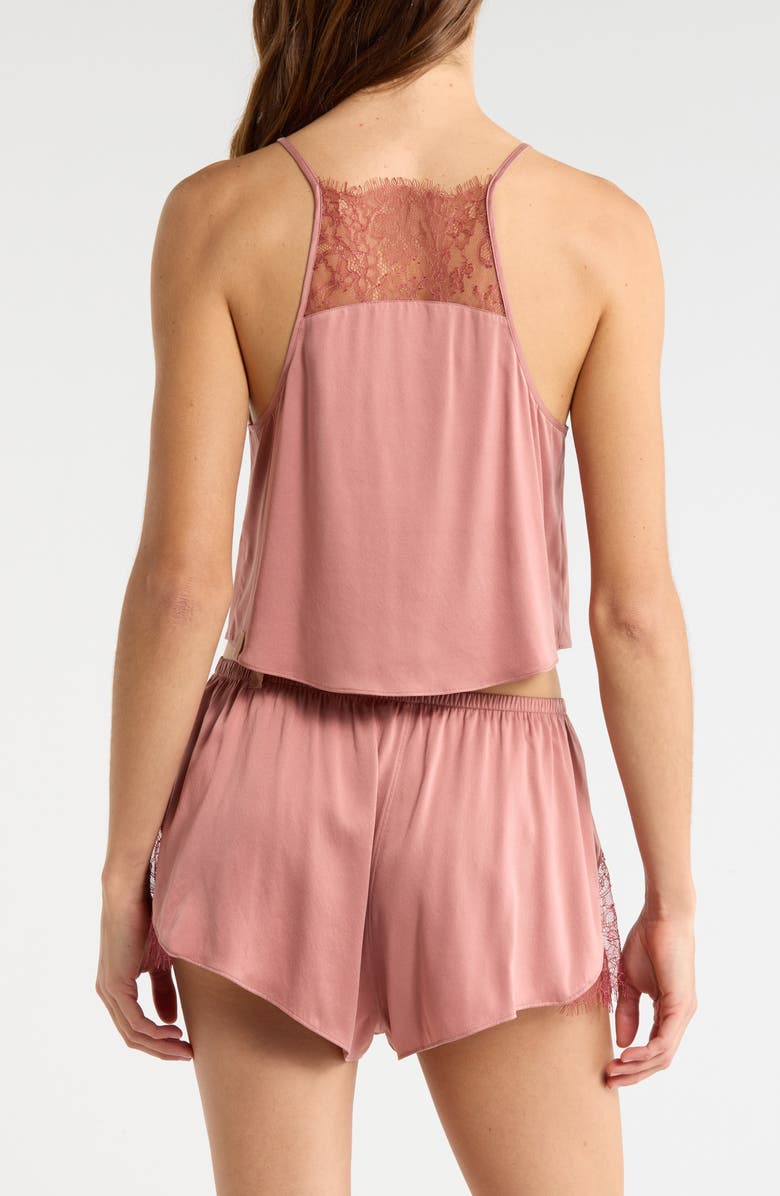 Lunya Lace Trim Washable Silk Short Pajamas, Alternate, color, Brambled Blush/ Mulled Maple