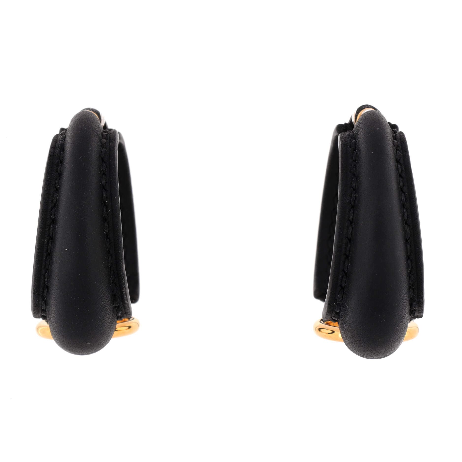 Pre-Owned Hermes Epure Equestre Earrings Leather with Metal Large, Main, color, Black