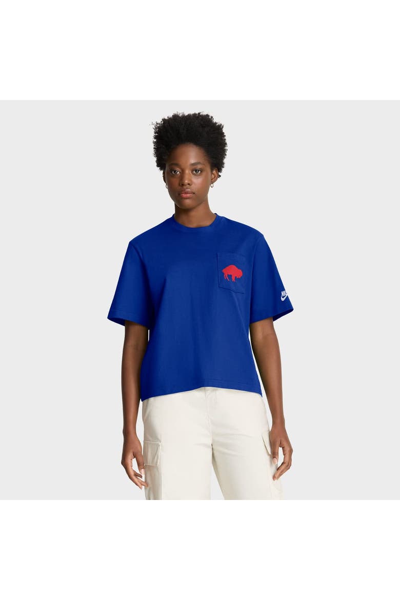 Women's Nike Royal Buffalo Bills Rewind Pocket Boxy T-Shirt, Main, color, Royal