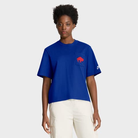 Women's Nike Royal Buffalo Bills Rewind Pocket Boxy T-Shirt