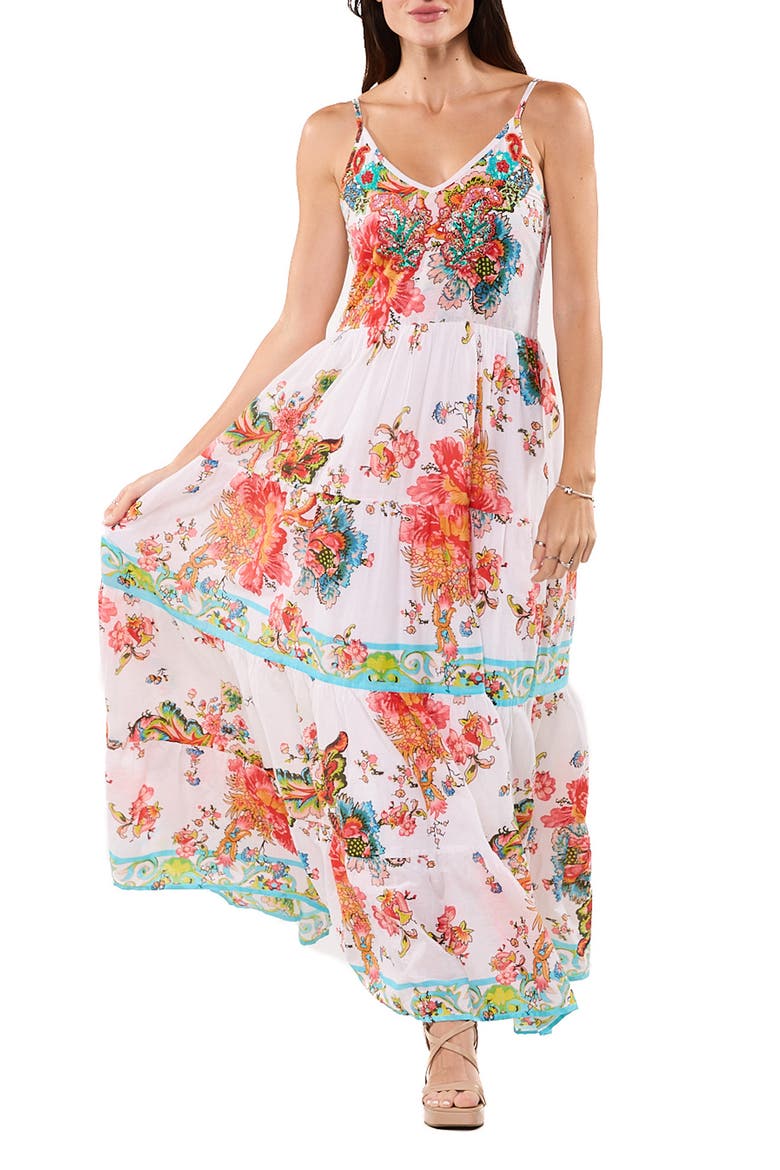 Floral Maxi Dress, Main, color, WHITE