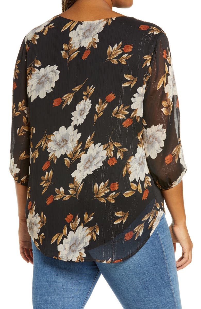ASTR the Label Floral V-Neck Top, Alternate, color,