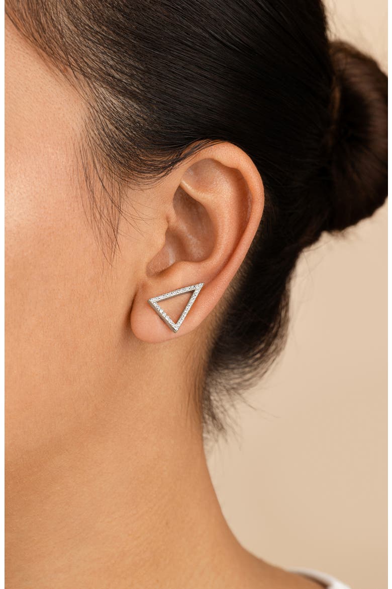 Janine Cubic Zirconia Geometric Threader Earrings, Alternate, color, SILVER