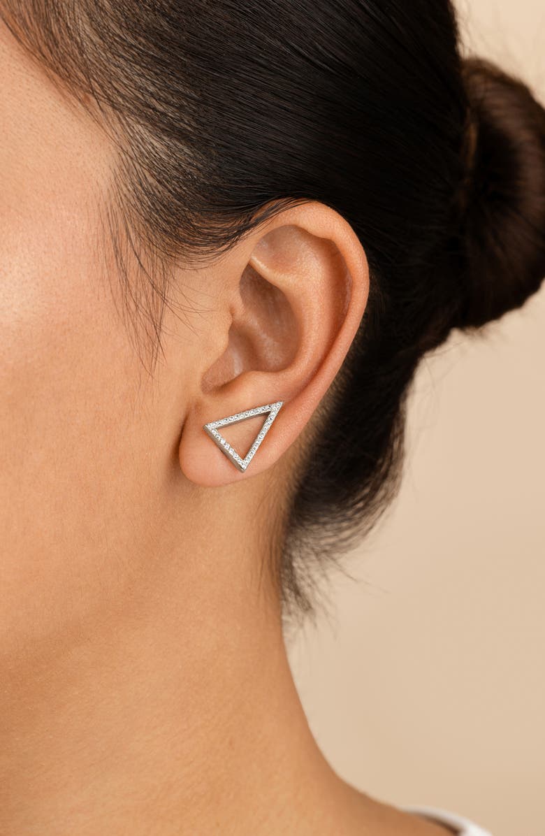 Sterling Forever Janine Cubic Zirconia Geometric Threader Earrings, Alternate, color, Silver