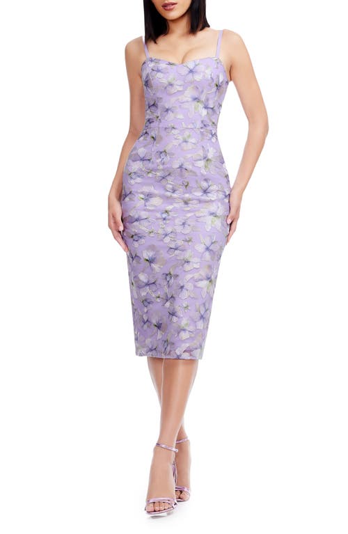 DRESS THE POPULATION DRESS THE POPULATION BLAKELY FLORAL EMBROIDERY MIDI DRESS 