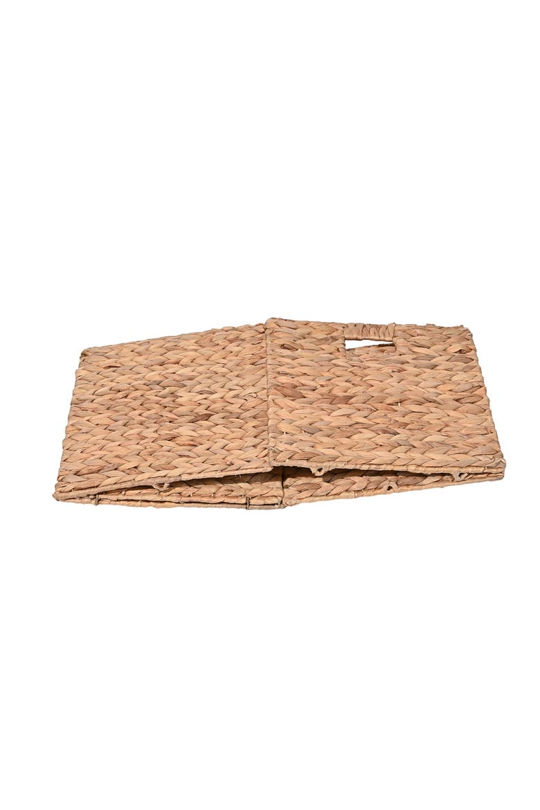 Bryce Classic Farmhouse Handwoven Hyacinth Collapsible Storage Cube Baskets with Handles,, Alternate, color, Natural