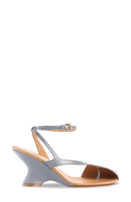 Dries Van Noten Dented Wedge Ankle Strap Sandal In Gray