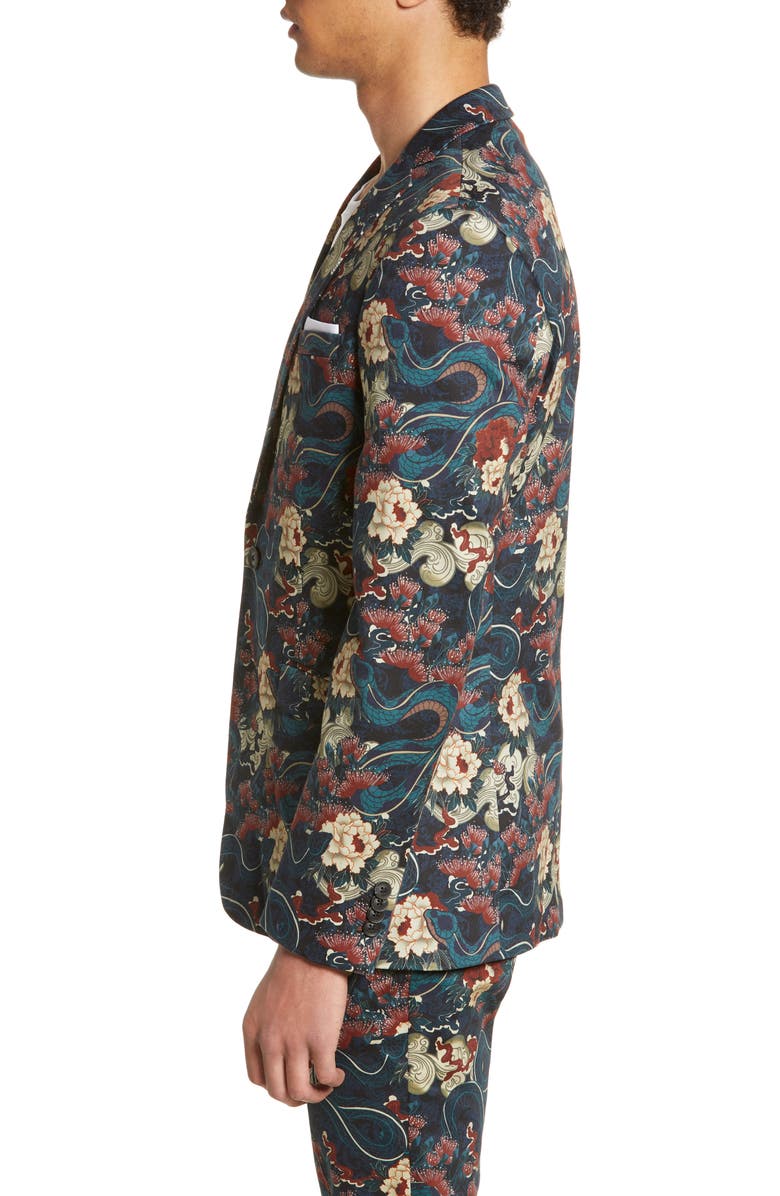 Topman Skinny Fit Japan Print Suit Jacket, Alternate, color,