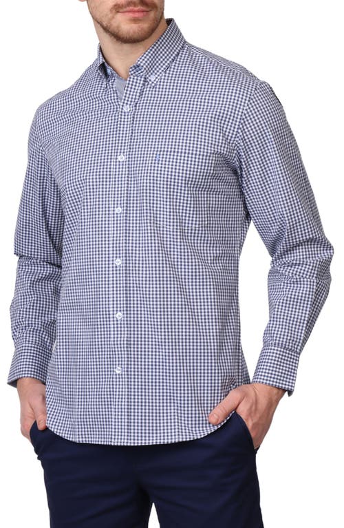 TAILORBYRD TAILORBYRD GINGHAM STRETCH COTTON BUTTON-UP SHIRT 