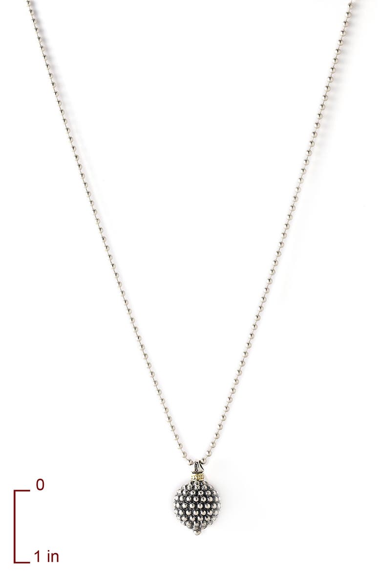 Sterling Silver Ball Long Pendant Necklace, Alternate, color, CAVIAR BALL