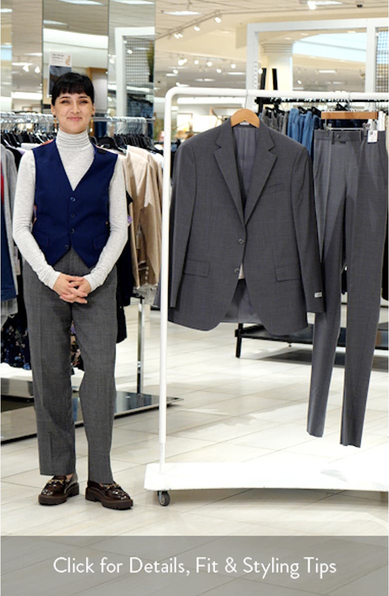 Flynn Classic Fit Grey Windowpane Check Wool Suit, sales video thumbnail