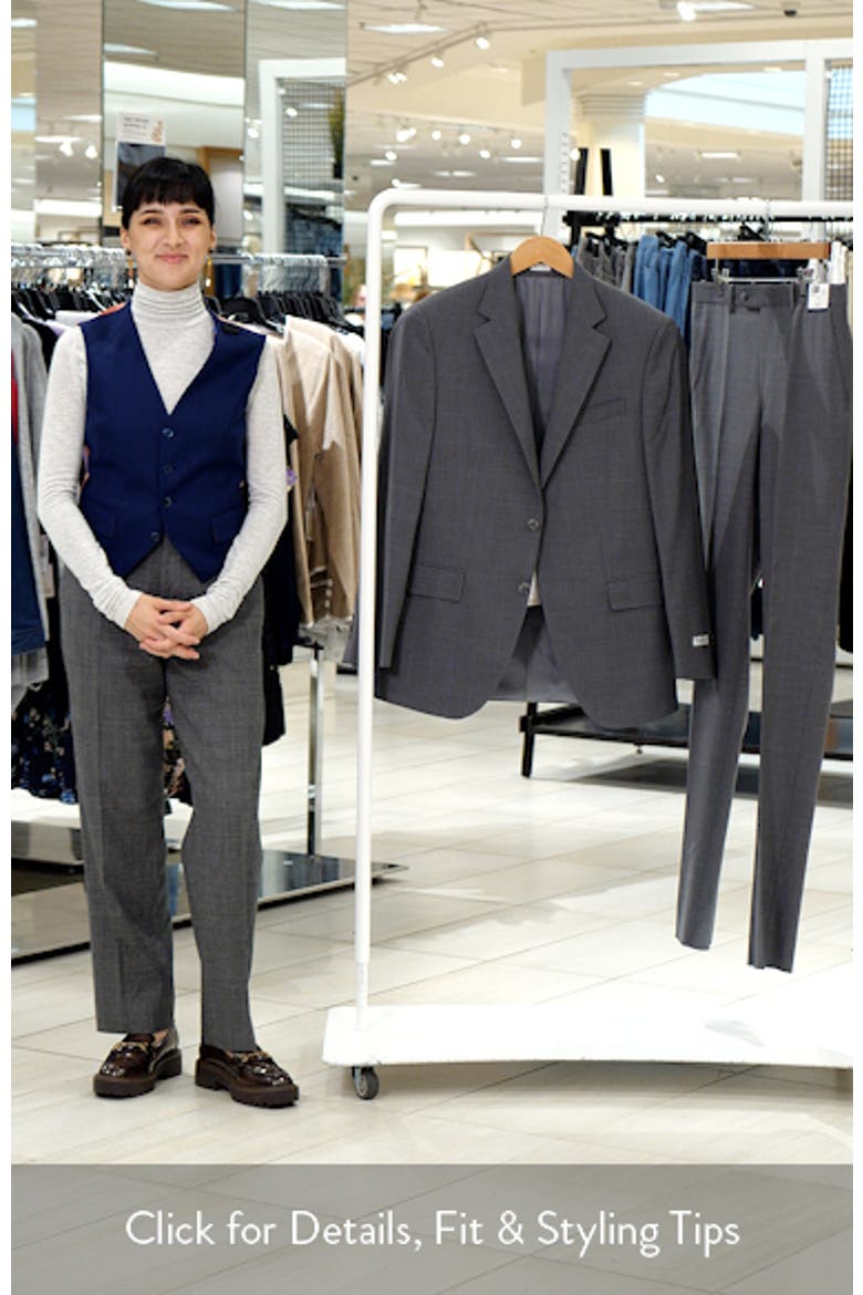 Flynn Classic Fit Grey Windowpane Check Wool Suit video