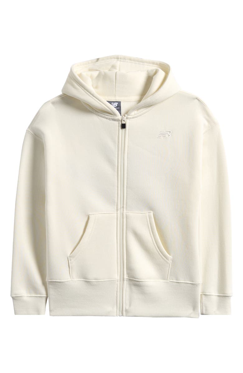 New Balance Kids' Embroidered Zip-Up Cotton Blend Fleece Hoodie, Main, color, 