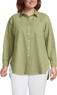 Lands' End Plus Size Oversized Seersucker Shirt