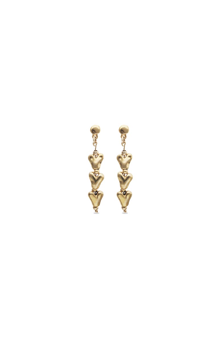 UNODE50 Long Earrings With Hearts Plated In 18K Gold, Alternate, color, Gold